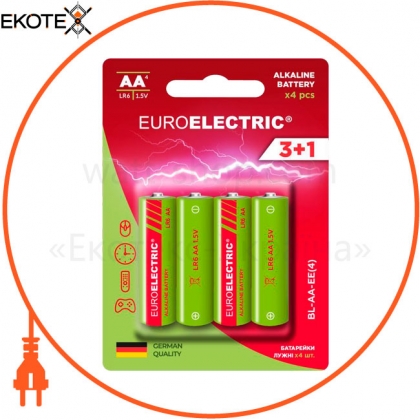 EUROELECTRIC Батарейка лужна AA LR6 1,5V blister 4шт (240)