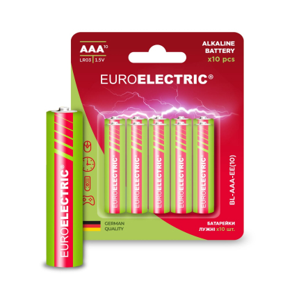 EUROELECTRIC Батарейка лужна AAA LR03 1,5V блістер 10шт, Euroelectric, BL-AAA-EE(10)