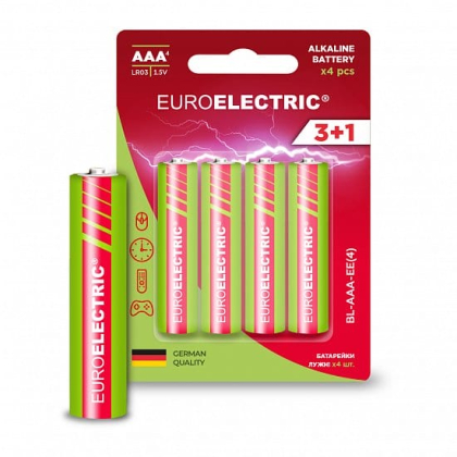 EUROELECTRIC Батарейка лужна AAA LR03 1,5V блістер 4шт, Euroelectric, BL-AAA-EE(4)