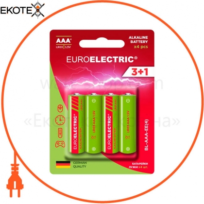 EUROELECTRIC Батарейка щелочная AAA LR03 1,5V blister 4шт (240)