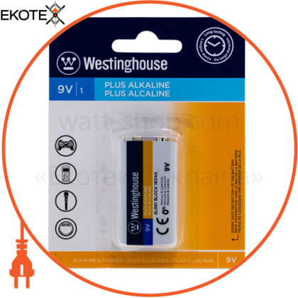 Лужна батарейка Westinghouse Standard Alkaline  9V/6LR61 Крона 1шт/уп blister