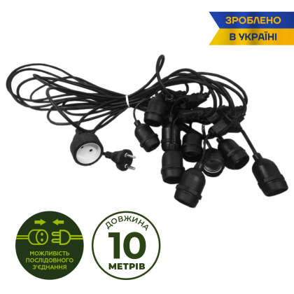 Гірлянда вулична EUROLAMP (10м, IP-44, Е27), Eurolamp, G10
