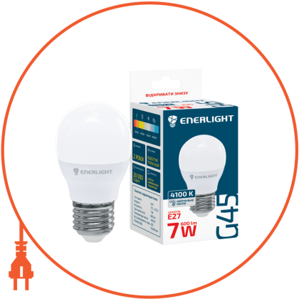 Лампа світлодіодна ENERLIGHT G45 7Вт 4100K E27, Enerlight, G45E277SMDNFR