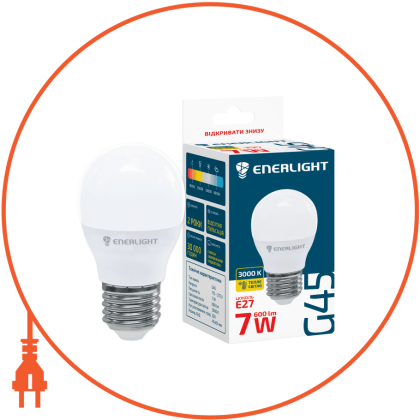 Лампа світлодіодна ENERLIGHT G45 7Вт 3000K E27, Enerlight, G45E277SMDWFR
