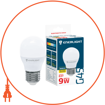 Лампа світлодіодна ENERLIGHT G45 9Вт 3000K E27, Enerlight, G45E279SMDWFR