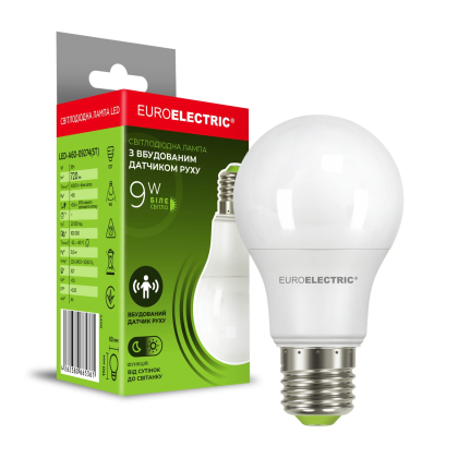 LED лампа з датчиком руху EUROELECTRIC A60-9W-E27-4000K, Euroelectric, LED-A60-09274(ST)