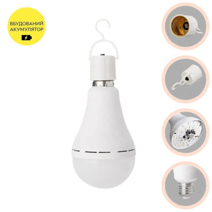 LED Лампа з акумулятором EUROLAMP А70-12W-E27-4500K, Eurolamp, LED-A70-12274(EM)