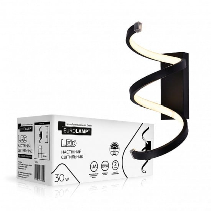 Світильник настінний LED EUROLAMP акриловий A38 30W 3000-6500K чорний, Eurolamp, LED-BRAS-30-A38(black)