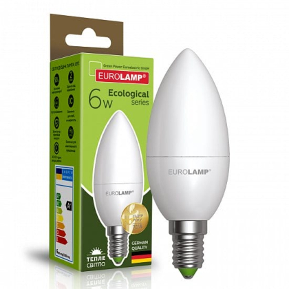LED Лампа EUROLAMP CL-6W-E14-3000K, Eurolamp, LED-CL-06143(P)
