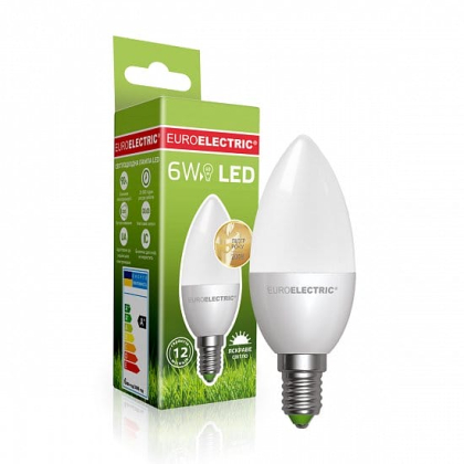 LED Лампа EUROELECTRIC CL-6W-E14-4000K, Euroelectric, LED-CL-06144(EE)