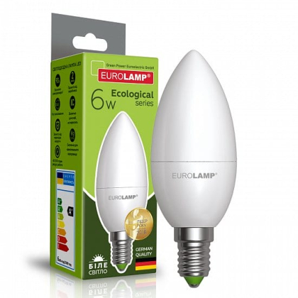 LED Лампа EUROLAMP CL-6W-E14-4000K, Eurolamp, LED-CL-06144(P)