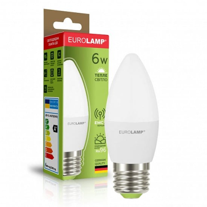 LED Лампа EUROLAMP ЕURO CL-6W-E27-3000K, Eurolamp, LED-CL-06273(EURO)