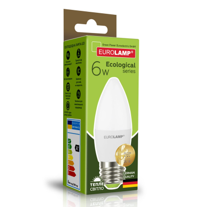 LED Лампа EUROLAMP CL-6W-E27-3000K, Eurolamp, LED-CL-06273(P)