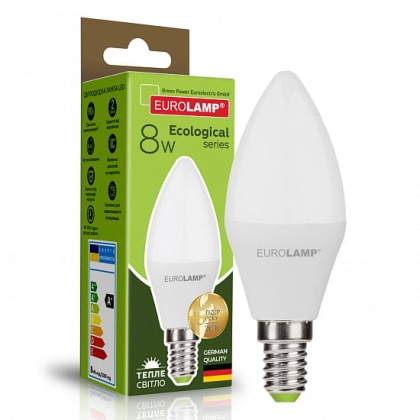 LED Лампа EUROLAMP CL-8W-E14-3000K, Eurolamp, LED-CL-08143(P)