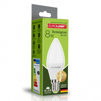 LED Лампа EUROLAMP CL-8W-E14-4000K, Eurolamp, LED-CL-08144(P)
