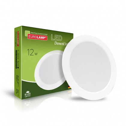 LED Світильник круглий врізний 12W-4000K EUROLAMP, Eurolamp, LED-DLR-12/4(new)