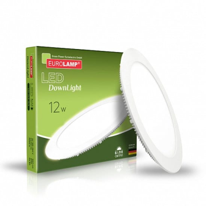 LED Світильник круглий врізний 12W-4000K EUROLAMP, Eurolamp, LED-DLR-12/4