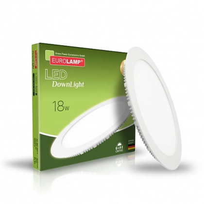 LED Світильник круглий врізний 18W-4000K EUROLAMP, Eurolamp, LED-DLR-18/4