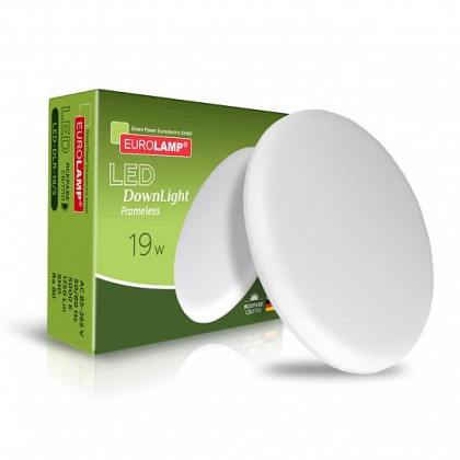 Світлодіодний EUROLAMP LED Світильник круглий Frameless Downlight 19W 5000K, Eurolamp, LED-DLR-19/5