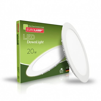 LED Світильник круглий врізний 20W-4000K EUROLAMP, Eurolamp, LED-DLR-20/4