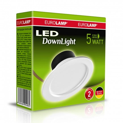 Світлодіодний EUROLAMP LED Світильник круглий DownLight 5W 4000K, Eurolamp, LED-DLR-5/4(Е)