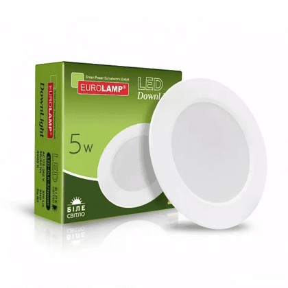 LED Світильник круглий врізний 5W-4000K EUROLAMP, Eurolamp, LED-DLR-5/4(new)
