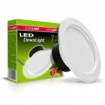 Світлодіодний EUROLAMP LED Світильник круглий DownLight 7W 4000K, Eurolamp, LED-DLR-7/4(Е)