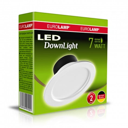 Світлодіодний EUROLAMP LED Світильник круглий DownLight 7W 4000K, Eurolamp, LED-DLR-7/4(Е)