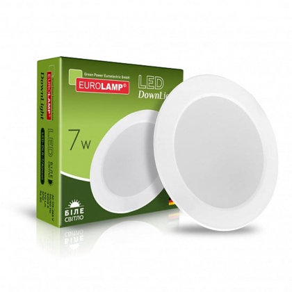 Світлодіодний EUROLAMP LED Світильник круглий DownLight NEW 7W 4000K, Eurolamp, LED-DLR-7/4(new)