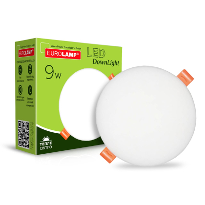 LED Світильник круглий врізний 9W-3000K EUROLAMP, Eurolamp, LED-DLR-9/3(Е)