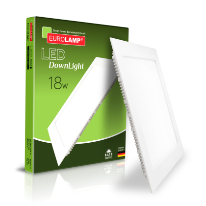 LED Світильник квадратний врізний 18W-4000K EUROLAMP, Eurolamp, LED-DLS-18/4