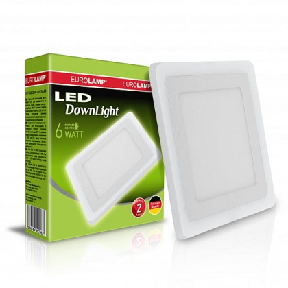 Світлодіодний EUROLAMP LED Світильник квадратний точковий 6W 4000K(white), Eurolamp, LED-DLS-6/4(white)