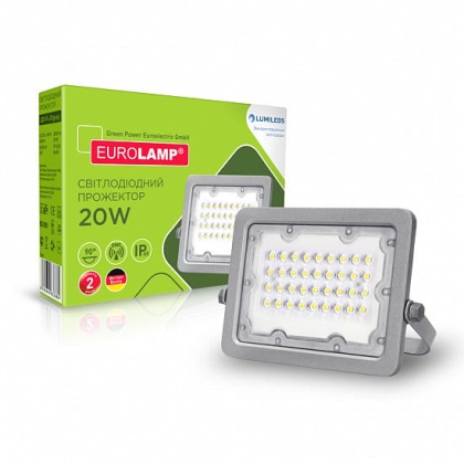Світлодіодний EUROLAMP LED SMD Прожектор сірий з радіатором 20W 5000K, Eurolamp, LED-FL-20(gray)