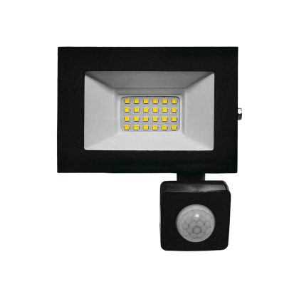 EUROLAMP LED Прожектор чорний з датчиком руху 20W 6500K, Eurolamp, LED-FL-20/65(sensor)