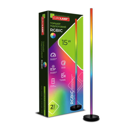 LED Торшер підлоговий 15W RGB  DC12V чорний EUROLAMP, Eurolamp, LED-FLD-15W(RGB)B