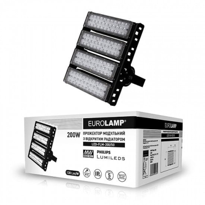 EUROLAMP LED Прожектор модульний з відкритим радіатором 200W 5000K, Eurolamp, LED-FLM-200/50
