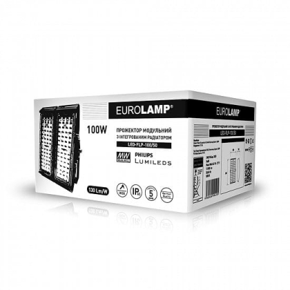 EUROLAMP LED Прожектор модульний з інтегрованим радіатором 100W 5000K, Eurolamp, LED-FLP-100/50