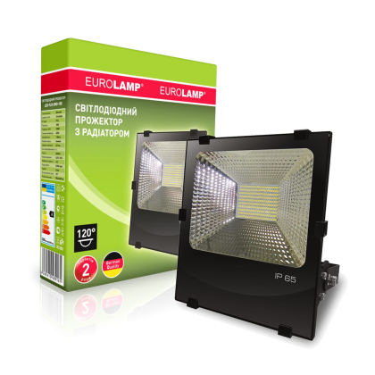 Світлодіодний EUROLAMP LED SMD Прожектор чорний з радіатором 100W 6500K, Eurolamp, LED-FLR-SMD-100