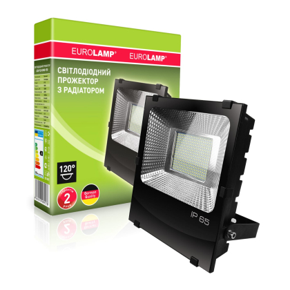 Світлодіодний EUROLAMP LED SMD Прожектор чорний з радіатором 150W 6500K, Eurolamp, LED-FLR-SMD-150