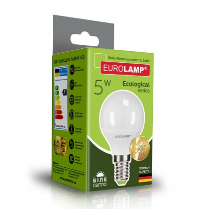 LED Лампа EUROLAMP G45-5W-E14-4000K, Eurolamp, LED-G45-05144(P)