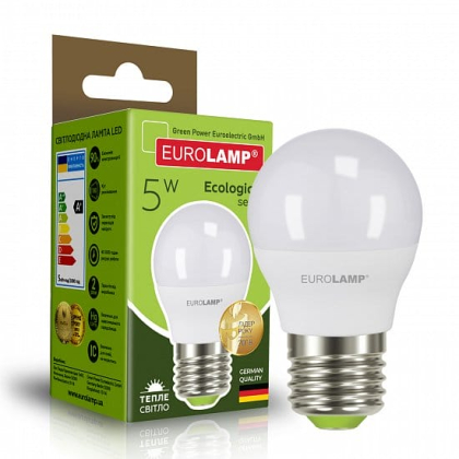 LED Лампа EUROLAMP G45-5W-E27-3000K, Eurolamp, LED-G45-05273(P)