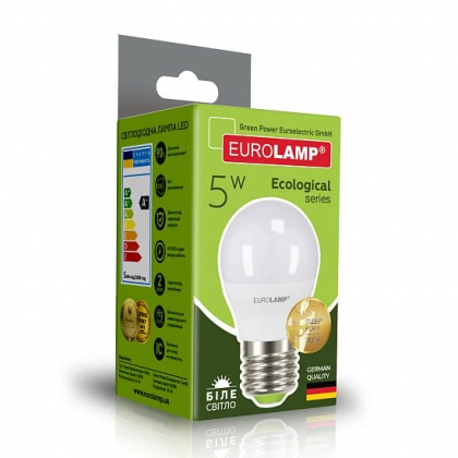 LED Лампа EUROLAMP G45-5W-E27-4000K, Eurolamp, LED-G45-05274(P)