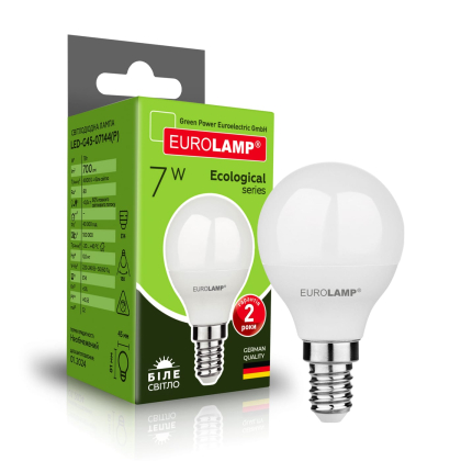LED Лампа EUROLAMP G45-7W-E14-4000K, Eurolamp, LED-G45-07144(P)