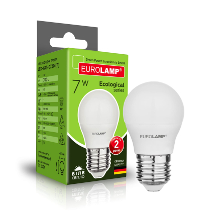 LED Лампа EUROLAMP G45-7W-E27-4000K, Eurolamp, LED-G45-07274(P)