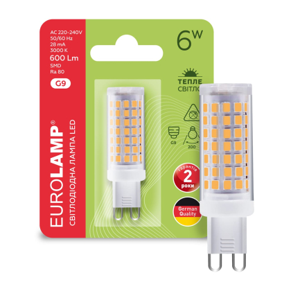 LED Лампа капсульна EUROLAMP G9-6W-3000K-220V, Eurolamp, LED-G9-0630(220)