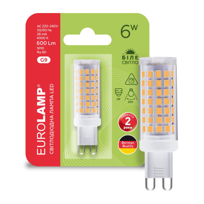 LED Лампа капсульна EUROLAMP G9-6W-4000K-220V, Eurolamp, LED-G9-0640(220)