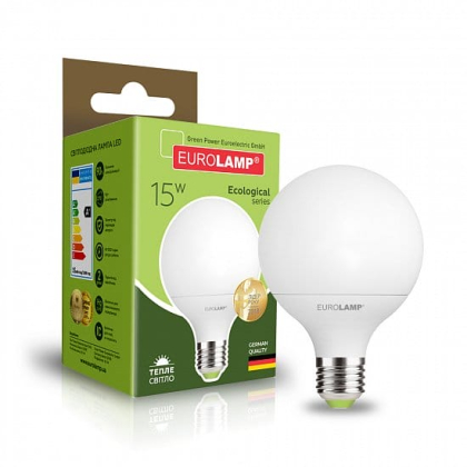 LED Лампа EUROLAMP G95-15W-E27-3000K, Eurolamp, LED-G95-15272(P)