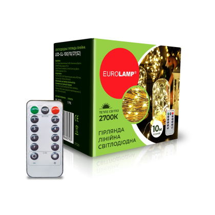 LED Гірлянда лінійна EUROLAMP 10м-2700К (S2), Eurolamp, LED-GL-100/10/27(S2)