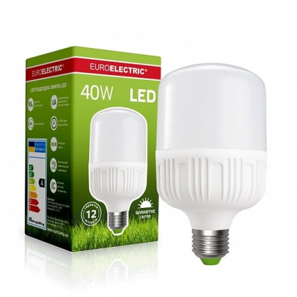 LED Лампа високопотужна EUROELECTRIC 40W-E27-6500K, Euroelectric, LED-HP-40276(P)