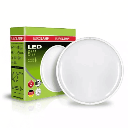LED Світильник круглий накладний ЖКГ 8W-5500K EUROLAMP, Eurolamp, LED-NLR-08/55(P)